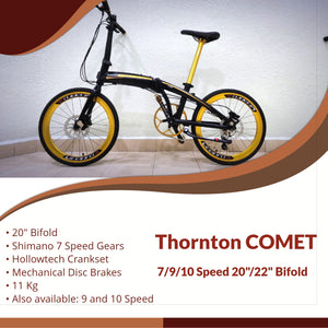 THORNTON COMET | 20/22" Bifold, 7/9/10 Speed, Hollowtech, Mechanical/Hydraulic