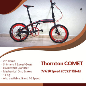 THORNTON COMET | 20/22" Bifold, 7/9/10 Speed, Hollowtech, Mechanical/Hydraulic